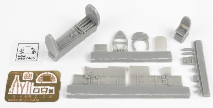 Four new resin detail sets from Czech firm CMK can provide extra authenticity for Airfix’s already delightful 1/72 Spitfire Mk.Vc.  The recent new-tool Supermarine Spitfire Mk.Vc from Airfix won many plaudits on its release. It offers great value and captures the shape of this sub-type very well indeed. However, extra refinement and detail can be added via four new products by aftermarket specialist CMK.  7485 Spitfire Mk.Vc Cockpit (10.80 €) This package offers a much busier ‘office’ via 14 resin parts and nine in photo-etched brass. The latter medium provides an instrument panel facing, rudder pedals, a gun sight piece and seatbelts. The resin is extensive, as there’s a combined floor with rear bulkhead and front firewall, the seat and its mounting frame, the instrument panel, internal sidewalls, the control column, gun gas charging bottles and the access door. Printed acetate with instrument dial detail is also supplied.  7486 Spitfire Mk.Vc Wing Guns (two guns) 8.30 € Two exquisite gun bays are available here, featuring guns, breches and ammunition in trays for the two-gun fit. Surgery on the kit wings is required to remove the requisite surface panels, but replacements in resin are provided, as well as new barrels of differing lengths  7487 Spitfire Mk.Vc Control Surfaces (8.30 €) Vary the look of your Spitfire by adding these neatly cast items, which can be posed asymmetrically/raised/lowered. You get individual horizontal stabilisers and elevators, flaps and upper wing linings for those, and wing root fillets. Again, surgery is necessary to remove the kit’s control surfaces.  7493 Spitfire Mk.Vc Wing Guns (four guns) 8.30 € This is similar to the two-gun package, but simply offers four guns if you wish to portray this rarer C-wing format. The only difference is the inclusion of the extra armament.  These are excellent additions for Airfix’s 1/72 Spitfire Vc, but arguably, the gun bay sets will make the biggest difference due to their greater visibility and detail. They are all available direct from CMK (ww
