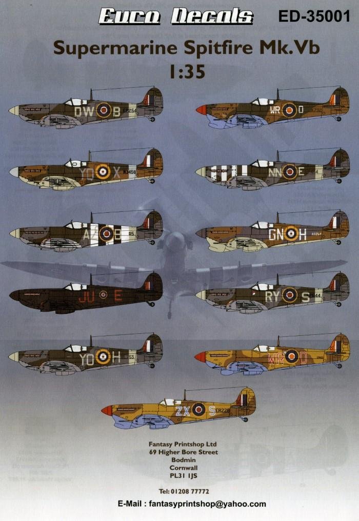 EURO DECALS MARKINGS FOR UPCOMING BORDER SPITFIRE Mk.Vb