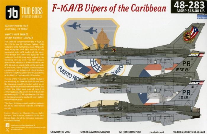 TWO BOBS’ NEW 1/48 PUERTO RICO ANG F-16 DECALS