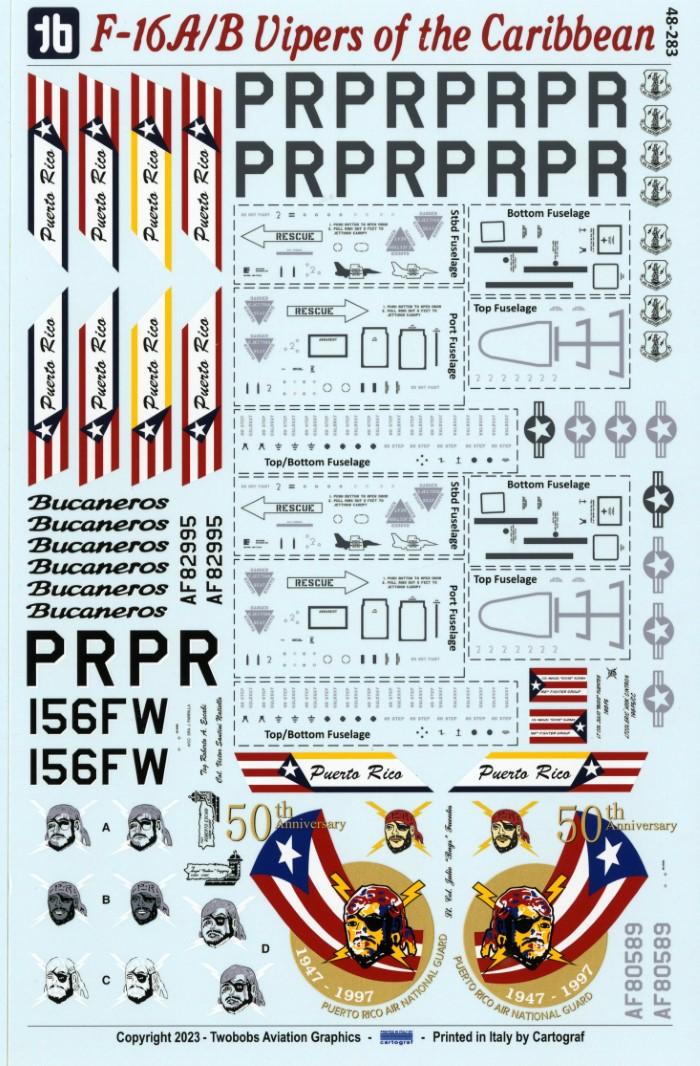 TWO BOBS’ NEW 1/48 PUERTO RICO ANG F-16 DECALS