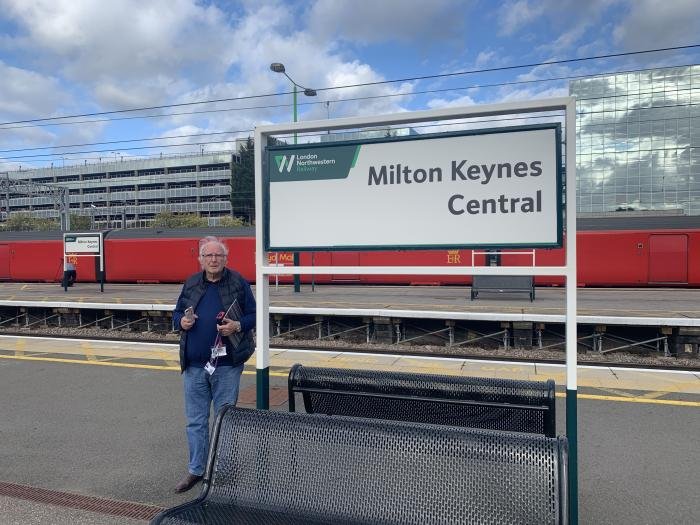 Milton Keynes station with Pete Waterman