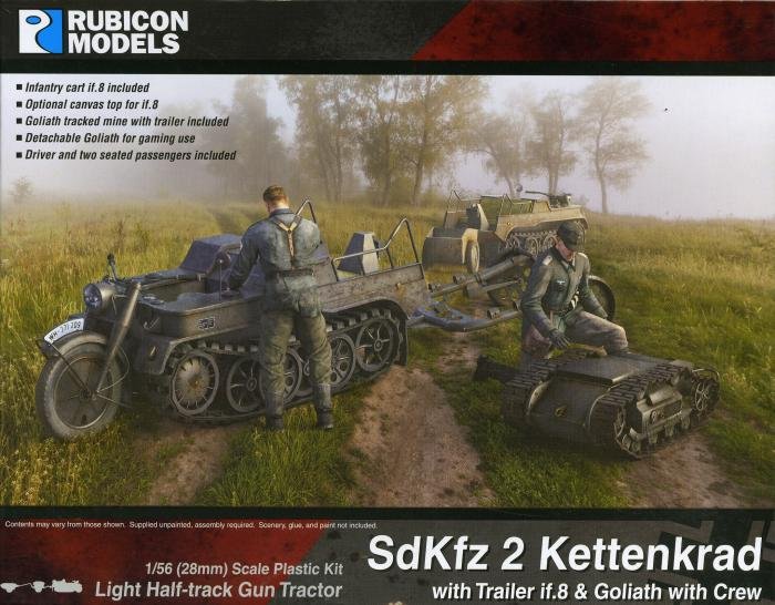 Rubicon Models 1/56 Sd.Kfz.2 Kettenkrad/Trailer if.8/Goliath&Crew