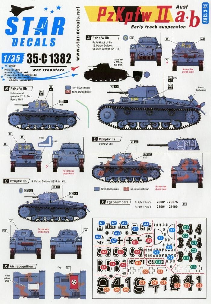 EARLY PANZER II SCHEMES FROM STAR DECALS
