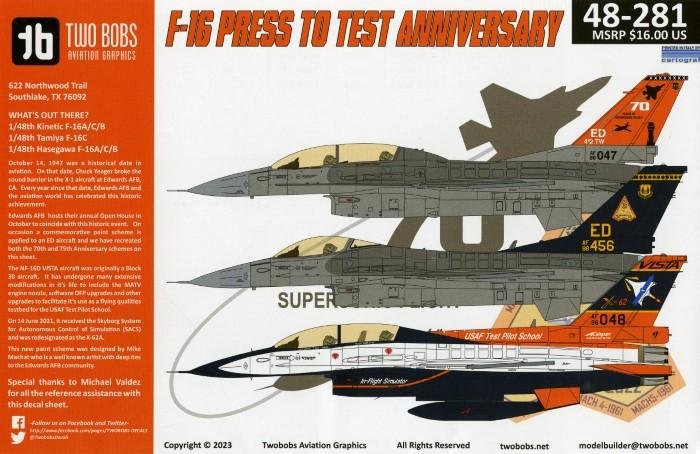 NEW ‘F-16 PRESS TO TEST ANNIVERSARY’ DECALS FROM TWO BOBS