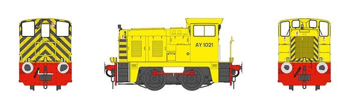 Livery artwork for AY1061 in industrial yellow on the new Heljan Class 02.
