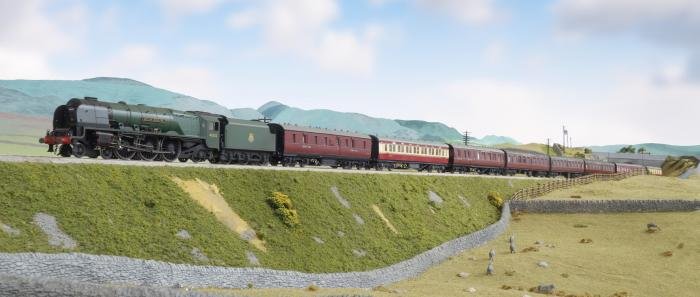 A Stanier 'Princess Coronation' leads a heavy north bound express towards Shap Summit.