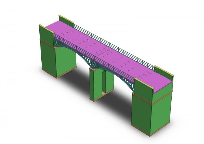 The outer kit contains two arches, two support piers and a central column. Additional single arches can be added in between to extend the viaduct as required.