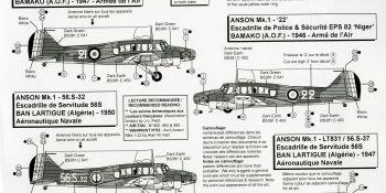 FRENCH MARKINGS FOR 1/48 ANSON BY MODEL ART